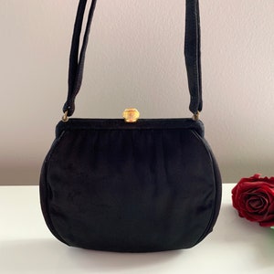 Vintage Black Purse, 1950s Morris Moskowitz MM USA American Designer Top Handle Evening Bag, Gala Party Bridal Wedding Formal, Gift for Her
