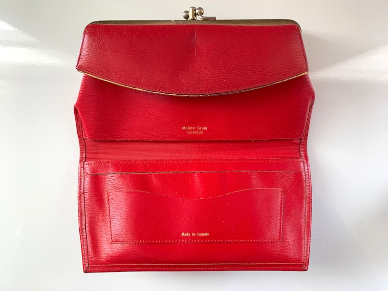 Red Leather Wallet Vintage Canadian Made Wallet Genuine Etsy