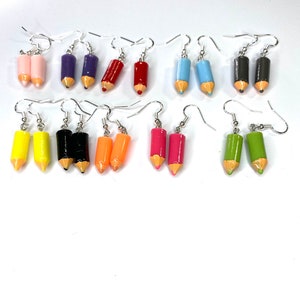 Colored pencil earrings,Teacher earrings,Artist earrings,gifts for teachers,mini pencil earrings