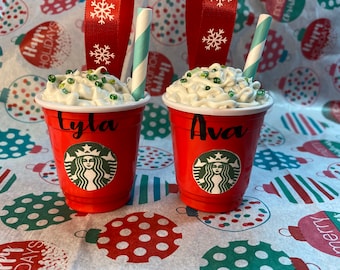 Personalized Mini Coffee Ornaments/ Props/Starbucks ornaments/personalized Starbucks ornaments