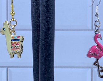 Llama earrings/Flamingo earrings/zoo earrings/animal earrings/bird earrings/Pink flamingos/llamas