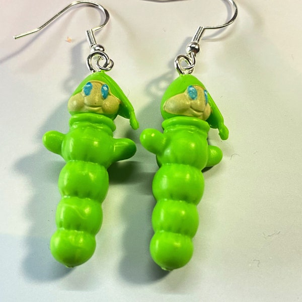 Retro glo worm earrings,nostalgic earrings,micro glo worm earrings