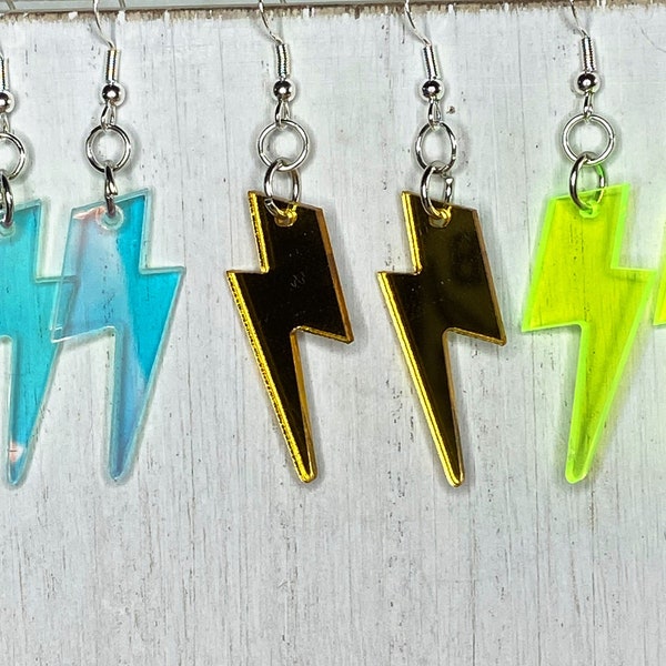 Retro Lightning bolt earrings,80’s earrings,retro 80’s lightning bolt dangle earrings