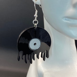 Dripping vinyl record dangle earrings,acrylic record earrings
