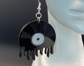 Dripping vinyl record dangle earrings,acrylic record earrings