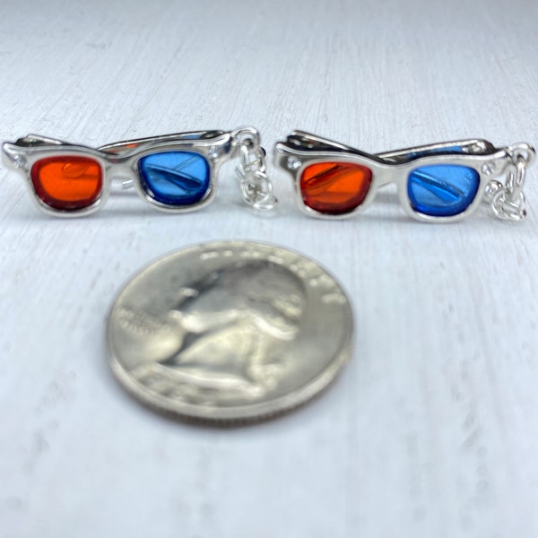 Retro 3D glasses earrings,Retro earrings,glasses earrings,dangle 3D glasses