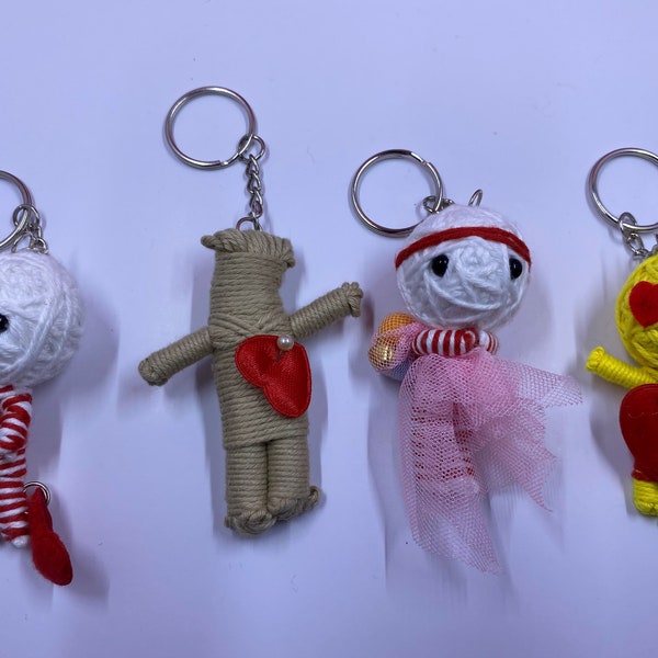 Voodoo doll keychains/string doll keychain/backpack charms/voodoo keychain/voodoo dolls