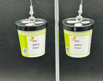 Miso soup dangle earrings, mini brand earrings,cup of miso soup earrings