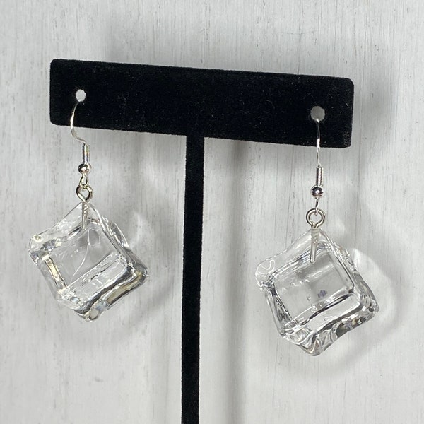 Ice cube dangle earrings, drink earrings