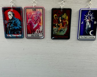 Halloween tarot card earrings, tarot card earrings,horror tarot card earrings