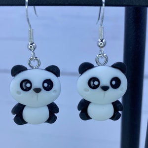 Panda earrings,animal earrings,panda bear earrings,zoo earrings,bear earrings,