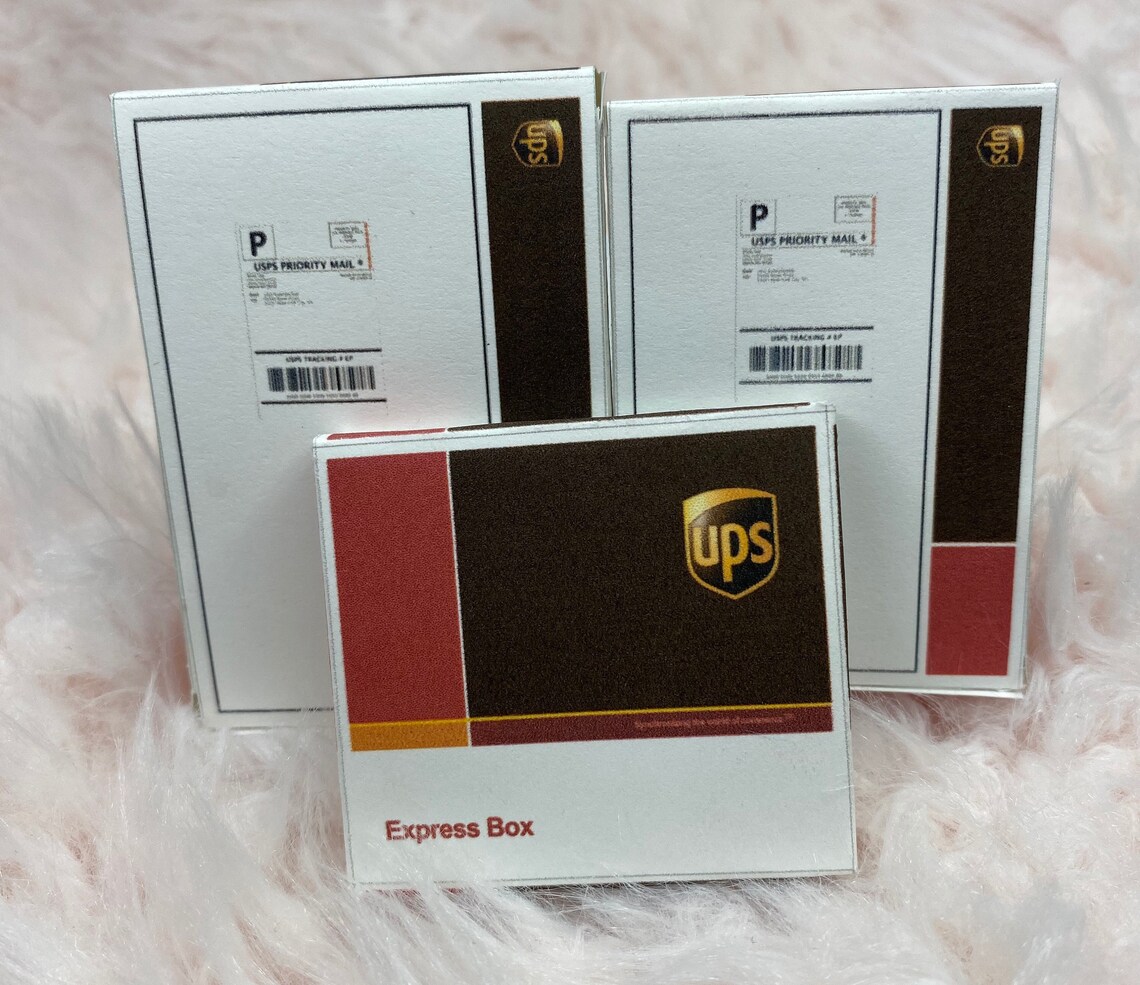 Miniature delivery boxes/Miniature UPS boxes/miniature boxes/ Etsy