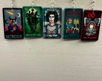 Halloween tarot card earrings, tarot card earrings,horror tarot card earrings