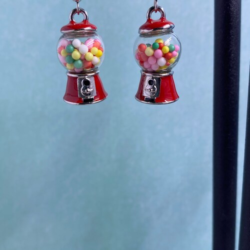 Bubble Gum Machine Earrings/bubble Gum Earrings/ear Etsy
