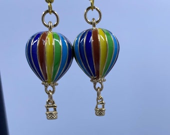 Hot air balloon earrings/rainbow earrings/ airplane earrings/sky earrings/pride earrings/ gifts for her/ gifts for them/ pride earrings