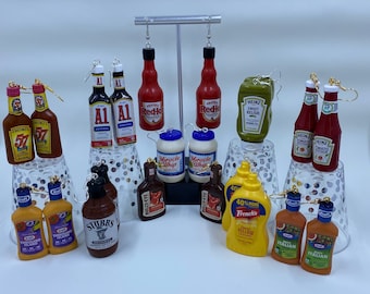 Mini brand earrings/A1 earrings/Red hot earrings/Miracle whip earrings/Ketchup earrings/bbq sauce earrings/dressing earrings/mini brands