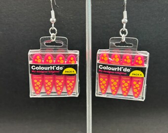 Highlighter earrings, Teacher earrings, school earrings, pack of highlighter earrings