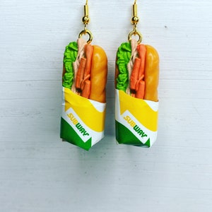 Mini brand deli meat sub earrings,sub earrings,lunch earrings, fast food earrings