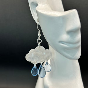 Rain cloud earrings,cloud dangle earrings,Weather earrings