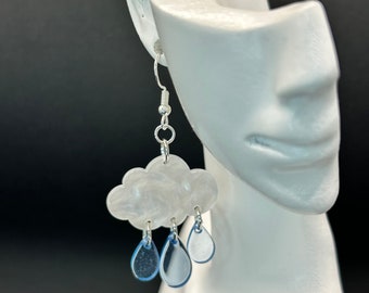 Rain cloud earrings,cloud dangle earrings,Weather earrings