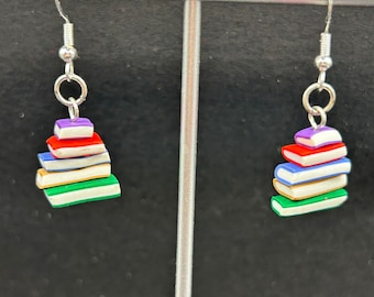 Stack of books earrings, teacher earrings, school earrings, librarian earrings, earrings for readers