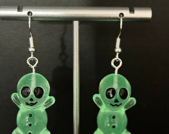 Glow in the dark ghost dangle earrings,Halloween earrings,horror earrings,ghost earrings