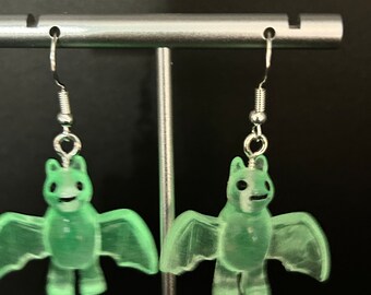 Glow in the dark bat earrings,Halloween earrings, horror earrings,bat dangle earrings