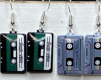 Retro 90’s cassette tape earrings,nostalgic earrings,music earrings,cassette tape earrings,