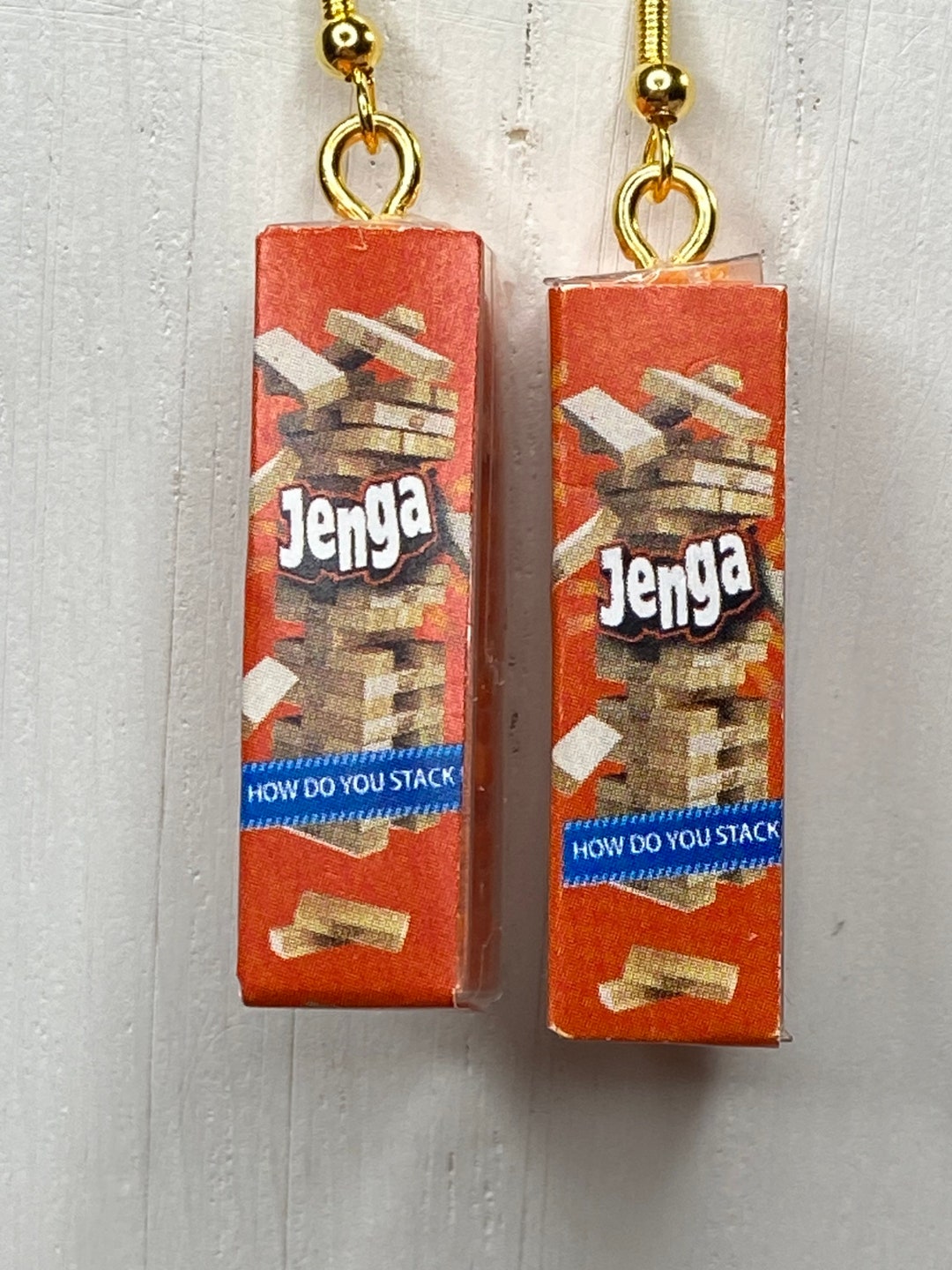 Mini Stacking Towers Game Dangle Drop Earrings, Board Game Earrings - Etsy