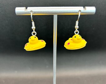 Mini duck float earrings, summer earrings, pool earrings