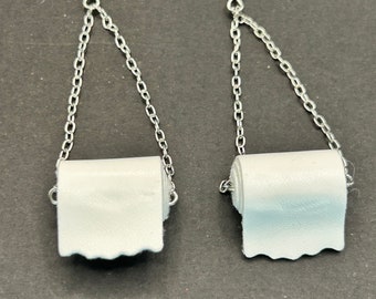 Funny toilet paper dangle earrings, Long toilet paper earrings