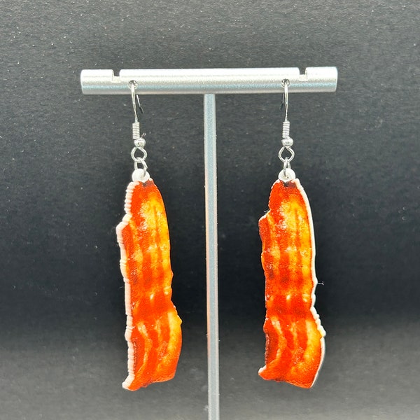 Big bacon earrings,Bacon dangle earrings,Breakfast earrings