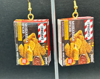 Cheese stick earrings, Box of cheese stick dangle earrings