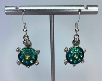 Turtle earrings,Reptile earrings,Pond earrings,