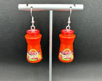 Salsa earrings, foodie earrings, mini salsa earrings, mini foodie earrings