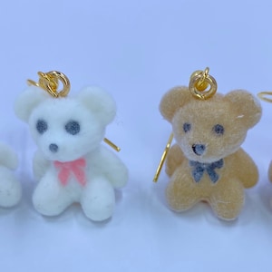 Teddy Bear Earrings,Bear Earrings,Fuzzy Bear Earrings,Animal Earrings,Earrings for her