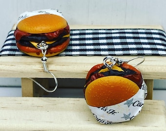 Cheeseburger earrings,mini food earrings.foodie earrings,hamburger earrings