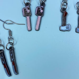 Horror Earrings/Halloween Earrings/Knife earrings/Hatchet Earrings/Chain Saw Earrings/Killer Earrings/Crime earrings/axe earrings