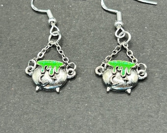 Cauldron earrings, Halloween earrings, witches brew earrings