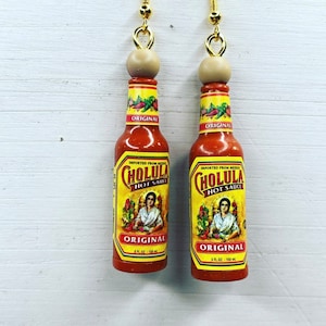 Mini brand salsa earrings, Salsa earrings, hot sauce earrings