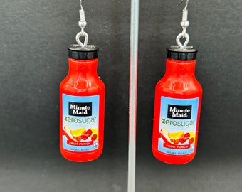 Fruit punch bottle earrings, Drink earrings, Mini drink earrings ,Juice earrings