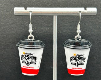 Mini fast food coffee cup dangle earrings, coffee cup earrings, Fast food earrings