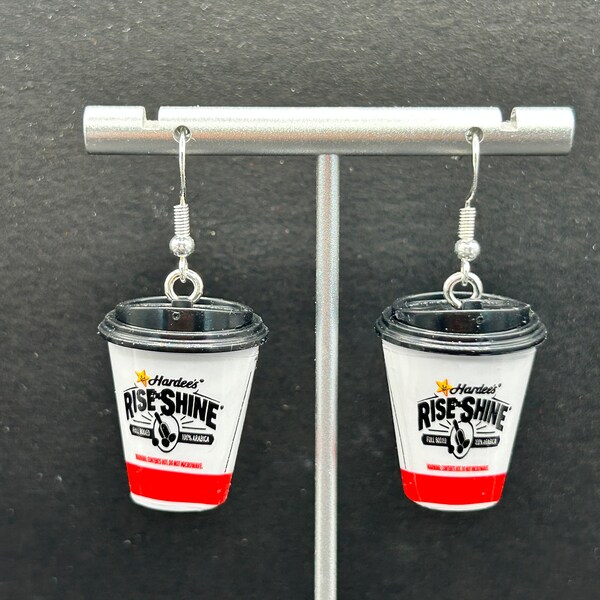 Mini fast food coffee cup dangle earrings, coffee cup earrings, Fast food earrings