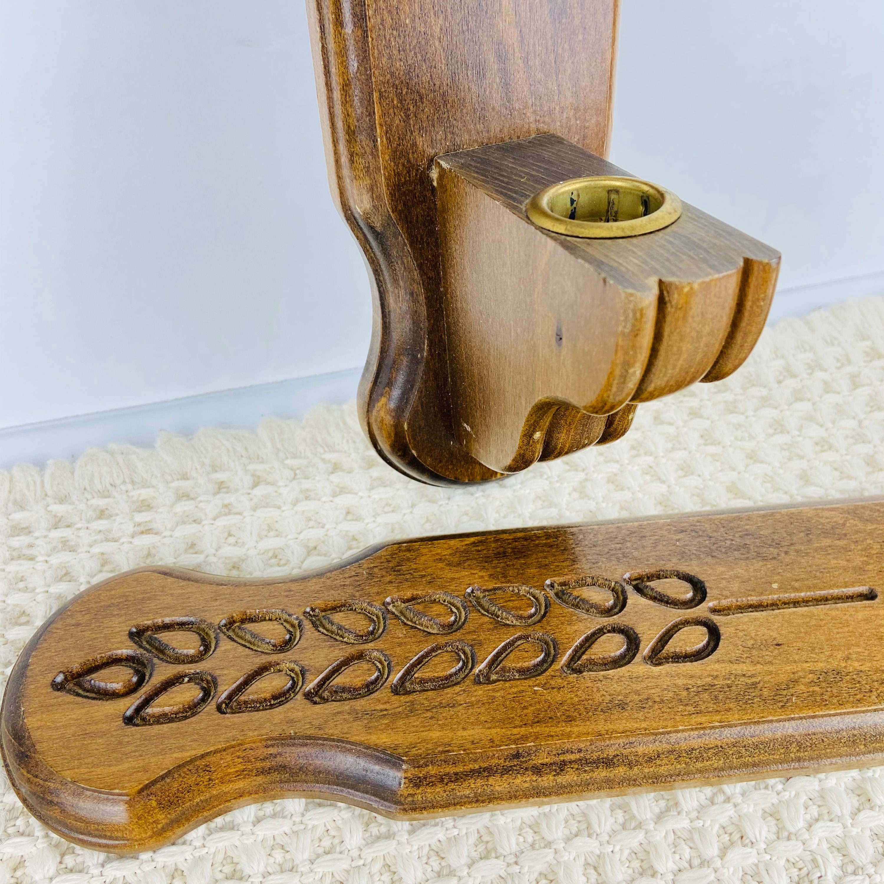 Beautiful detailed wood wall sconces set of 2 with carved Etsy