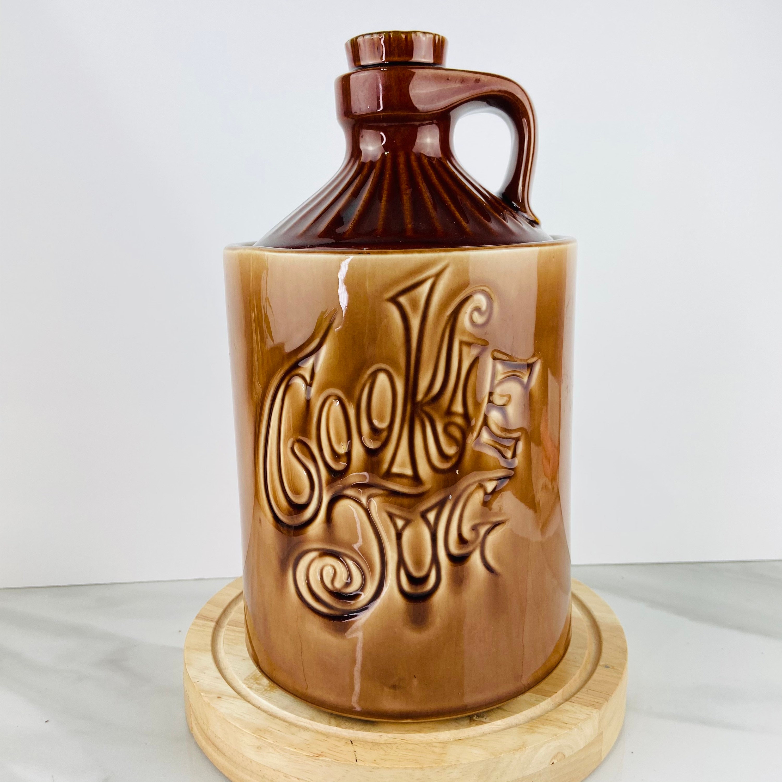 Vintage Rich Brown Cookie Jar / cookie jug / Canister/ melted Etsy