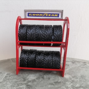 Porte-pneus miniature imprimé 3D 1:24, équipement d&#39;entretien automobile, machine d&#39;entretien de pneus pour pièces de dioramas, garage, accessoire miniature
