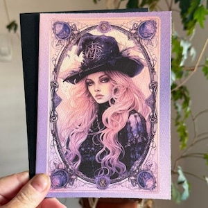 Carte de tarot sorcière gothique sensuelle - carte vierge enchantée avec enveloppe faite main - sorcière d'Halloween enchantée - carte d'anniversaire - carte de remerciement