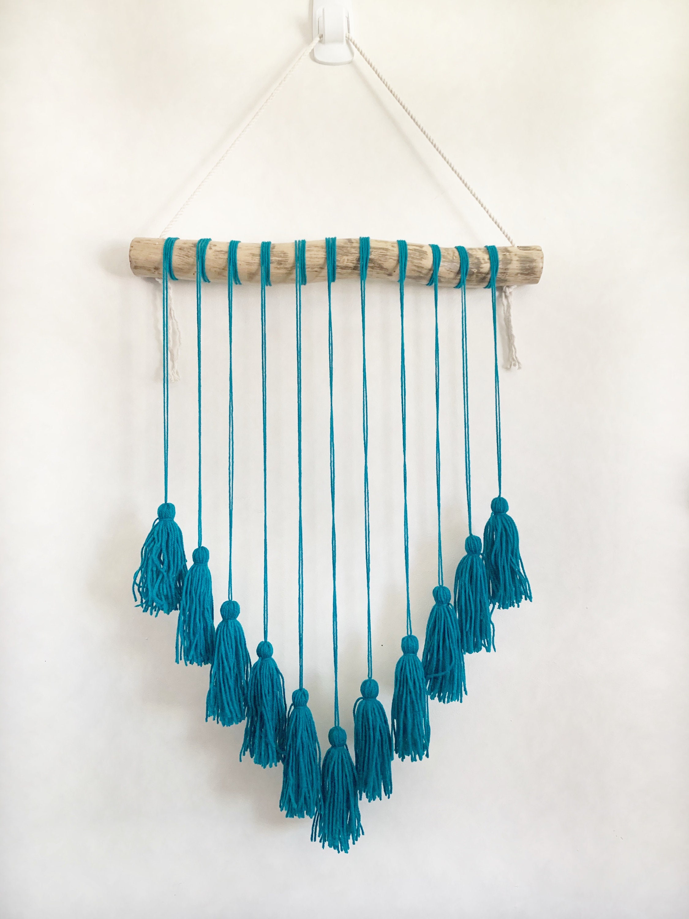 Teal Tassel Wall Hanging Home Decor Boho Hanging Etsy