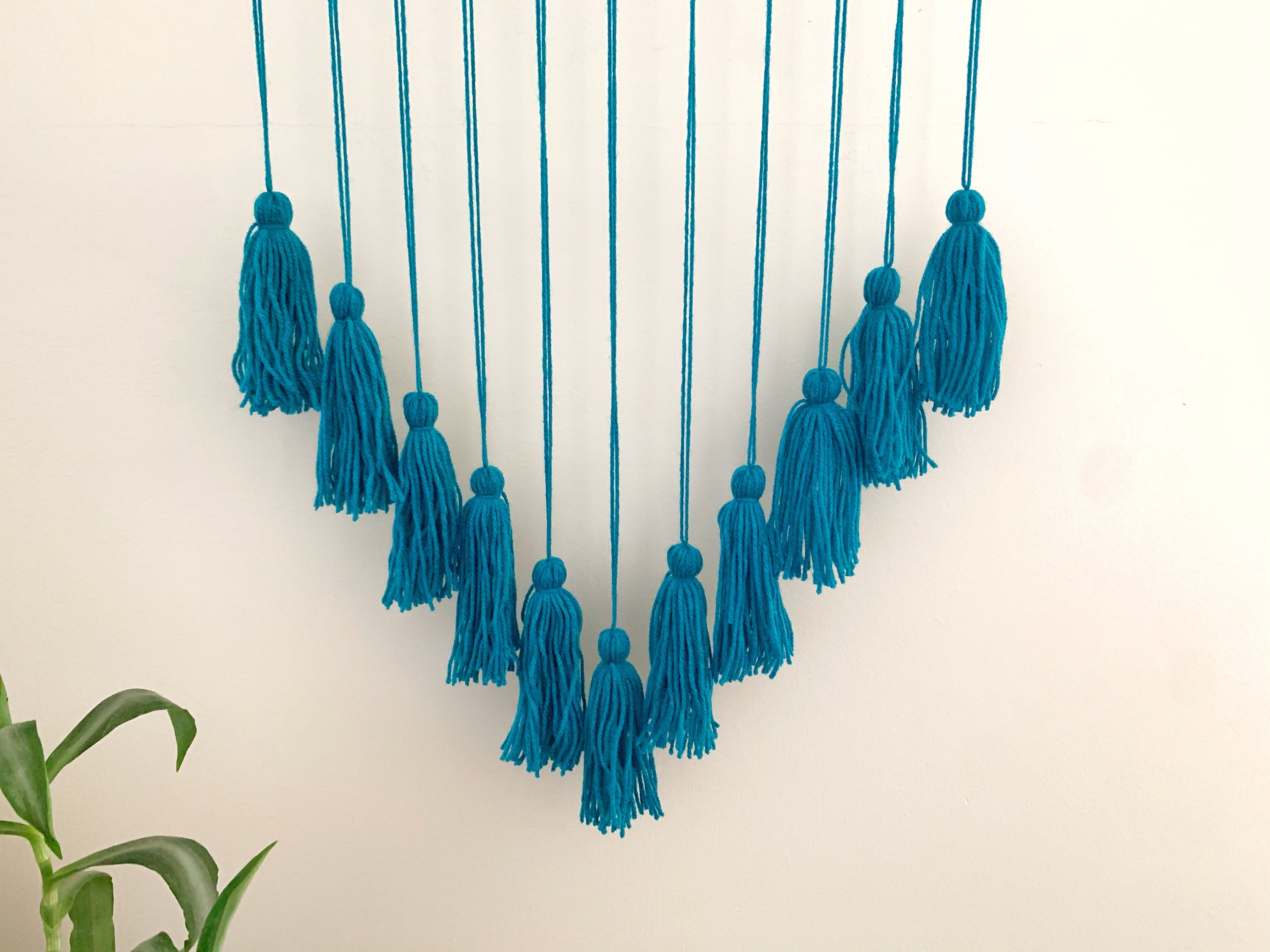 Teal Tassel Wall Hanging Home Decor Boho Hanging Etsy