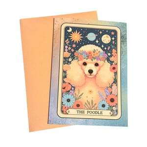 Poedel tarotkaart | Mystieke hondwenskaart 5 x 7" | Gotische hondenkunst